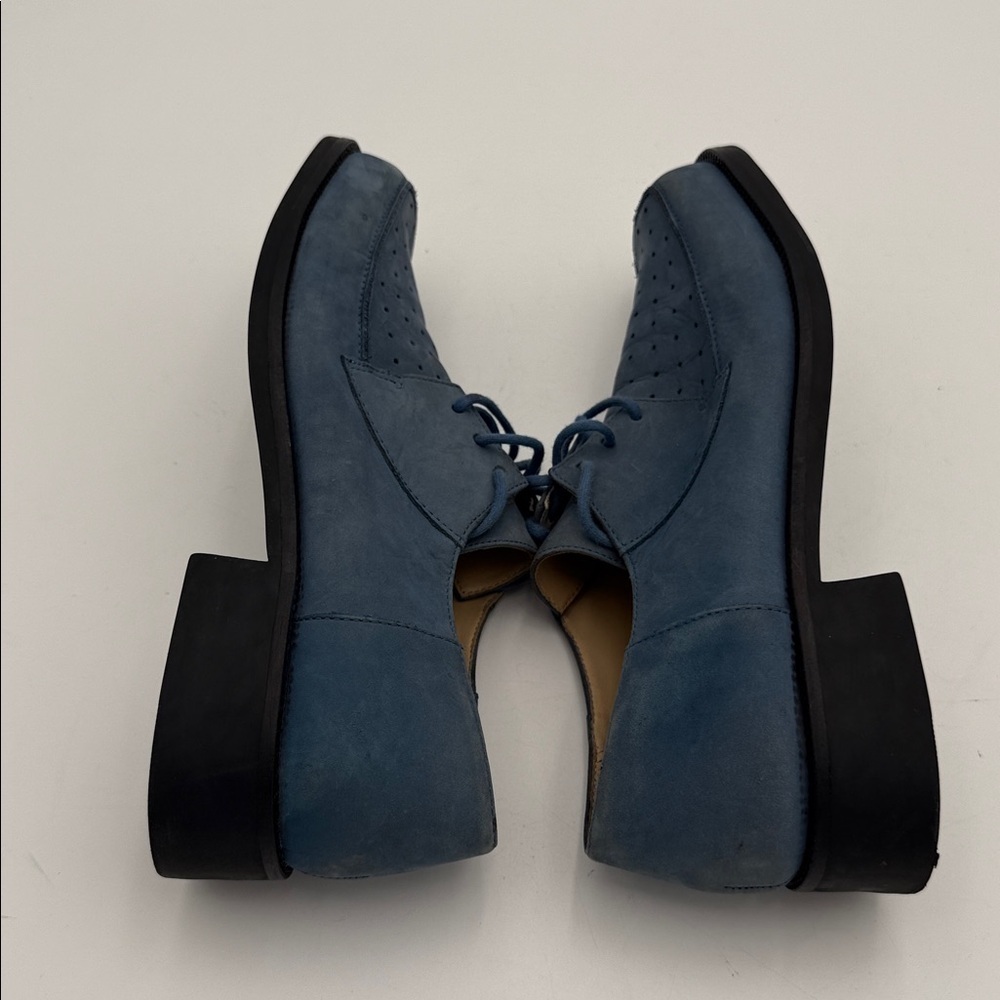Vintage Diba women Navy Oxfords shoe lace up suede 9.5 Y2K office casual retro - Picture 6 of 11